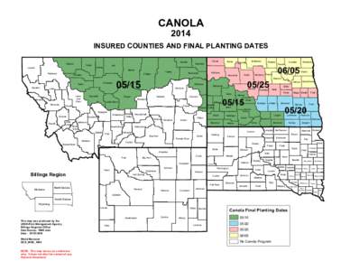 CANOLA 2014 INSURED COUNTIES AND FINAL PLANTING DATES Glacier