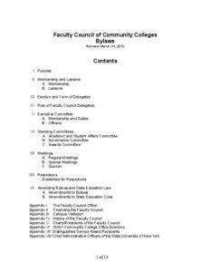 Faculty Council of Community Colleges Bylaws Revised March 31, 2012