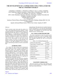 Proceedings of PAC09, Vancouver, BC, Canada  WE2RAI01 THE DEVELOPMENT OF A SUPERCONDUCTING UNDULATOR FOR THE ILC POSITRON SOURCE*