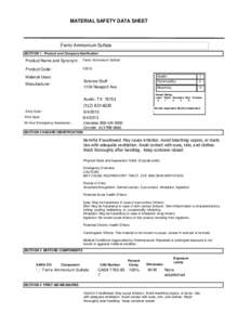 MATERIAL SAFETY DATA SHEET  Ferric Ammonium Sulfate SECTION 1 . Product and Company Idenfication  Product Name and Synonym: