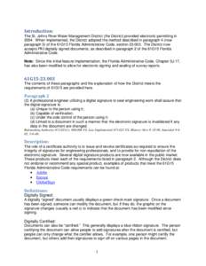 Introduction: The St. Johns River Water Management District (the District) provided electronic permitting inWhen implemented, the District adopted the method described in paragraph 4 (now paragraph 3) of the 61G15