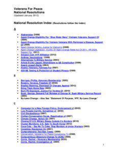 Veterans For Peace National Resolutions (Updated January 2013)