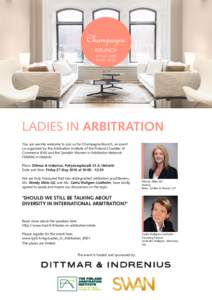Champagne BRUNCH 27 MAY::30  LADIES IN ARBITRATION