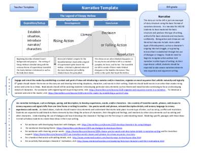 Narrative Template  Teacher Template The Legend of Sleepy Hollow Exposition/Setup