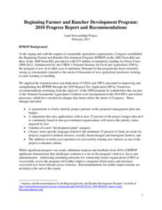 Analysis and Recommendations for the Beginning Farmer and Rancher Development Program 2010