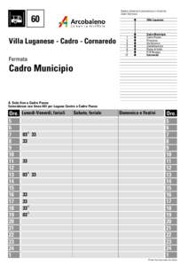 Durata indicativa di percorrenza in minuti da Cadro Municipio 60  Villa Luganese