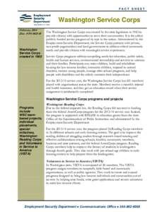 FACT SHEET  Washington Service Corps February 2014 Doc. #FS-0025-B