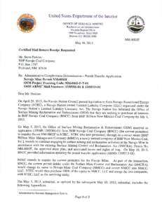 United States Department of the Interior OFFICE OF SURFACE MINING Reclamation and Enforcement Western Region Office 1999 Broadway, Suite 3320