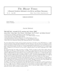 T he Blazar T imes A Research Newsletter Dedicated to the BL Lac and Blazar Phenomena No. 55 — June 2003 Editor: Travis A. Rector ()