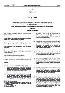 Directive[removed]EU of the European Parliament and of the Council of 13 December 2011 on the assessment of the effects of certain public and private projects on the environmentText with EEA relevance