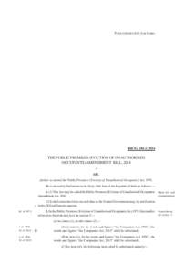 TO BE INTRODUCED IN LOK SABHA  Bill No. 184 of 2014 THE PUBLIC PREMISES (EVICTION OF UNAUTHORISED OCCUPANTS) AMENDMENT BILL, 2014