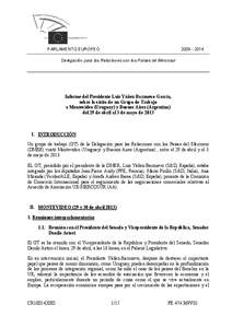 [removed]PARLAMENTO EUROPEO Delegación para las Relaciones con los Países de Mercosur  Informe del Presidente Luis Yáñez-Barnuevo García,