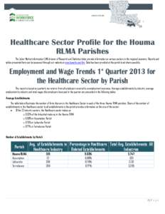 Healthcare Sector Profile for the Houma RLMA Parishes The Labor Market information (LMI) division of Research and Statistics helps provide information on various sectors in the regional economy. Reports and tables presen