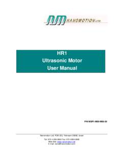 HR1 Ultrasonic Motor User Manual P/N MSP1-M00-M00-50