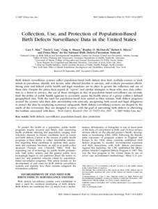 Ó 2007 Wiley-Liss, Inc.y  Birth Defects Research (Part A) 79:811–[removed]Collection, Use, and Protection of Population-Based Birth Defects Surveillance Data in the United States