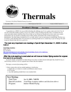 Thermals Newsletter of the Rocky Mountain Soaring Association November 2009 AMA Chartered Club 1245