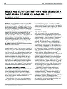 336  Wolf: Trees and Business District Preferences TREES AND BUSINESS DISTRICT PREFERENCES: A CASE STUDY OF ATHENS, GEORGIA, U.S.