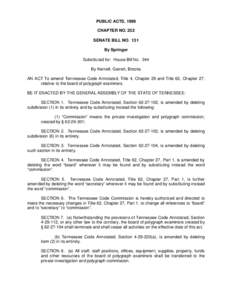 PUBLIC ACTS, 1999 CHAPTER NO. 252 SENATE BILL NO. 131 By Springer Substituted for: House Bill No. 344 By Kernell, Garrett, Brooks