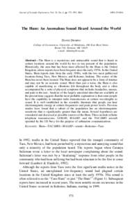 Journal of Scientific Exploration, Vol. 18, No. 4, pp. 571–595, [removed]04 The Hum: An Anomalous Sound Heard Around the World DAVID DEMING