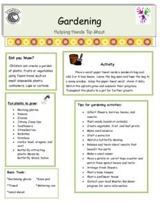Gardening Helping Hands Tip Sheet Did you know? Activity