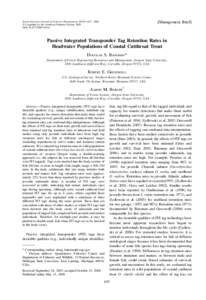 North American Journal of Fisheries Management 29:653–657, 2009 � Copyright by the American Fisheries Society 2009 DOI: [removed]M07[removed]Management Brief]