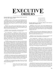 EXECUTIV E ORDERS Executive Order No. 45: Declaring a Disaster in the County of St. Lawrence and Contiguous Areas. WHEREAS, on July 17, 2012, a line of severe thunderstorms producing strong winds in excess of 60 miles pe
