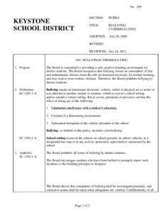 No[removed]KEYSTONE SCHOOL DISTRICT  SECTION: