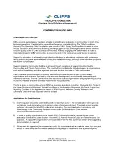 THE CLIFFS FOUNDATION (Charitable Fund of Cliffs Natural Resources Inc.) CONTRIBUTION GUIDELINES  STATEMENT OF PURPOSE