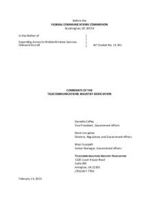 Before the FEDERAL COMMUNICATIONS COMMISSION Washington, DC[removed]In the Matter of Expanding Access to Mobile Wireless Services Onboard Aircraft