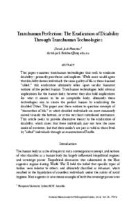 Transhuman Perfection: The Eradication of Disability Through Transhuman Technologies
