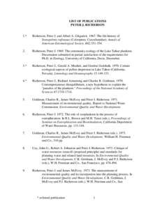 LIST OF PUBLICATIONS PETER J. RICHERSON 1.*  Richerson, Peter J. and Albert A. GrigarickThe life history of