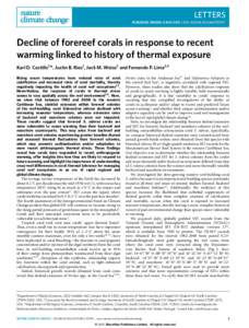Decline of forereef corals in response to recent warming linked to history of thermal exposure