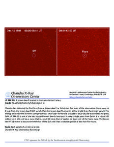 Chandra X-Ray Observatory Center Harvard-Smithsonian Center for Astrophysics 60 Garden Street, Cambridge, MA[removed]USA http://chandra.harvard.edu