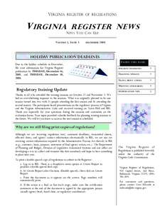 V IRGINIA  REGISTER OF REGULATIONS V IRGINIA