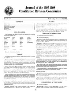 Journal of the[removed]Constitution Revision Commission Number 7 Wednesday, November 12, 1997 CONTENTS