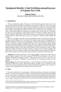 Language acquisition / Culture / Languages of Tanzania / Swahili language / Code-switching / Gusii language / Sheng slang / Kenya / Multilingualism / Languages of Kenya / Linguistics / Languages of Africa