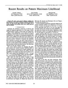 ITW 2009, Volos, Greece, June, 2009  Recent Results on Pattern Maximum Likelihood Jayadev Acharya  Alon Orlitsky