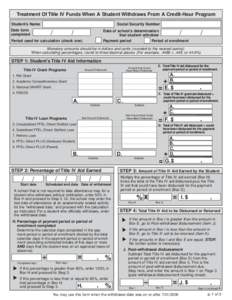 Treatment Of Title IV Funds When A Student Withdraws From A Credit-Hour Program Student’s Name Social Security Number  Date form