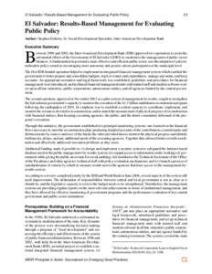 El Salvador: Results-Based Management for Evaluating Public Policy  23 El Salvador: Results-Based Management for Evaluating Public Policy