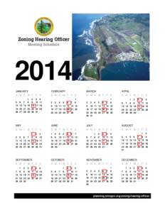 Zoning Hearing Officer Meeting Schedule 2014 JANUARY