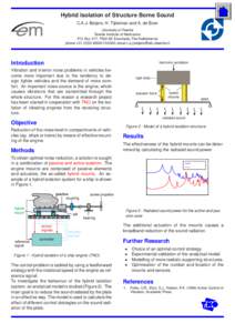 Hybrid Isolation of Structure Borne Sound C.A.J. Beijers, H. Tijdeman and A. de Boer University of Twente Twente Institute of Mechanics P.O. Box 217, 7500 AE Enschede, The Netherlands phone +2460, email 