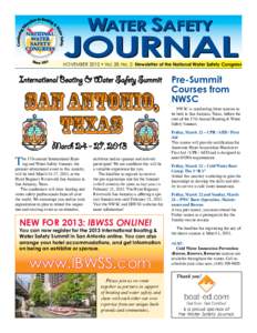 WATER SAFETY  JOURNAL NOVEMBER 2012 • Vol. 28, No. 2 Newsletter of the National Water Safety Congress