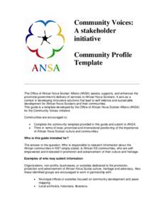 Community Voices: A stakeholder initiative Community Profile Template _______________________________________________________________________