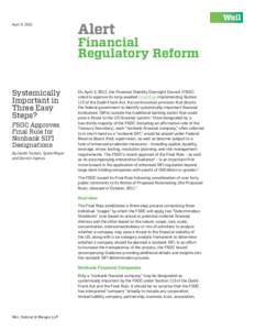 April 5, 2012  Alert Financial Regulatory Reform