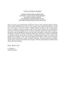 NOTICE OF PUBLIC HEARING BEFORE