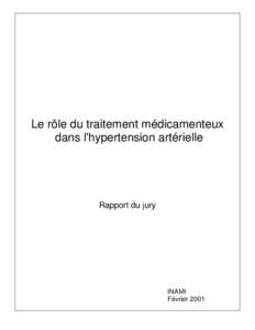 Réunions de consensus - Le rôle du traitement médicamenteux dans l'hypertension artérielle