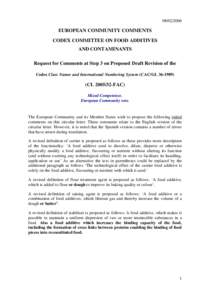 [removed]EUROPEAN COMMUNITY COMMENTS CODEX COMMITTEE ON FOOD ADDITIVES AND CONTAMINANTS Request for Comments at Step 3 on Proposed Draft Revision of the