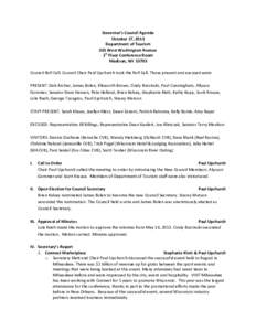 Governor’s Council Agenda October 17, 2013 Department of Tourism 201 West Washington Avenue 1st Floor Conference Room Madison, WI 53703