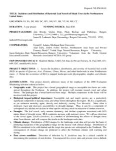 Incidence and Distribution of Bacterial Leaf Scorch of Shade Trees in the Northeastern United States