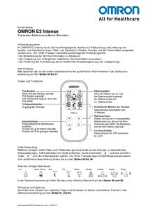 Kurzanleitung OMRON E3 Intense